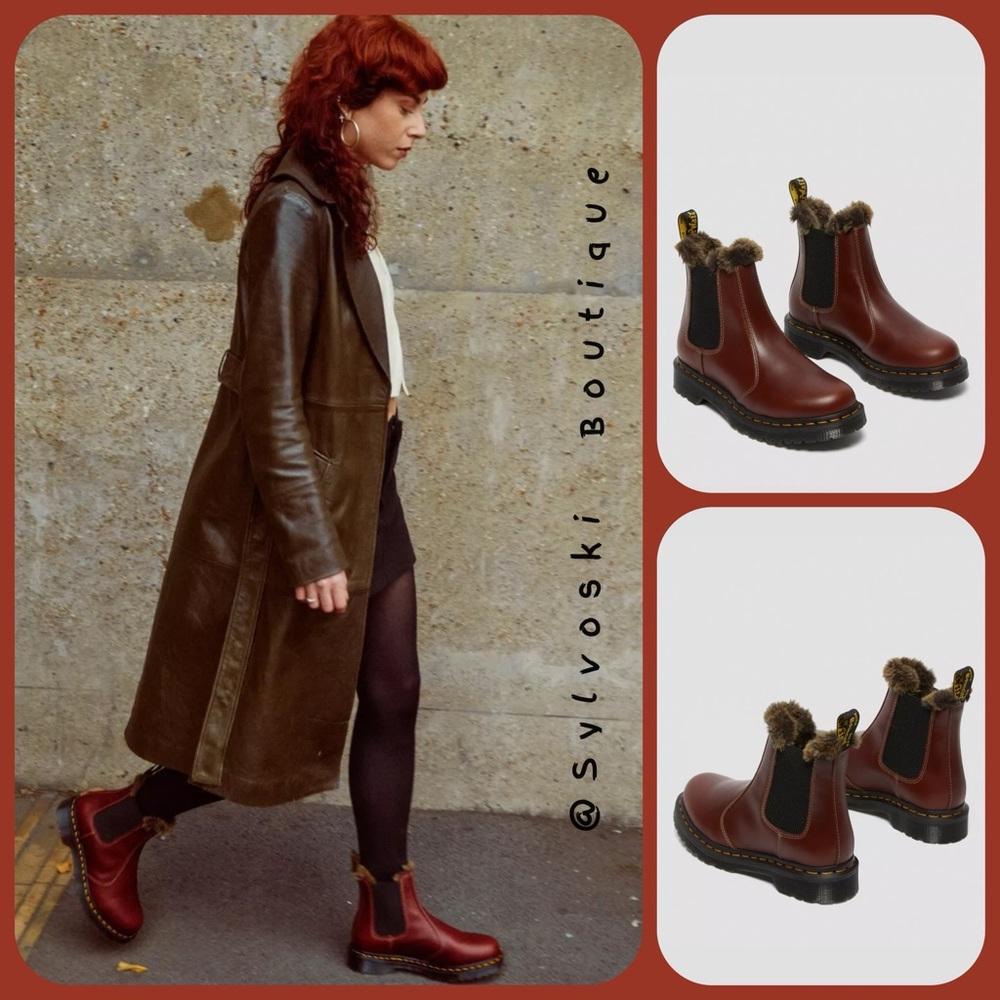🔥DR MARTENS 2976 LEONORE FAUX FUR LINED CHELSEA BOOTS NWT - Picture 2 of 16